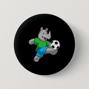 Badge Rond 5 Cm Rhinocéros en tant que joueur de football avec un