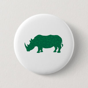 Badge Rond 5 Cm Rhinocéros fait de trèfles