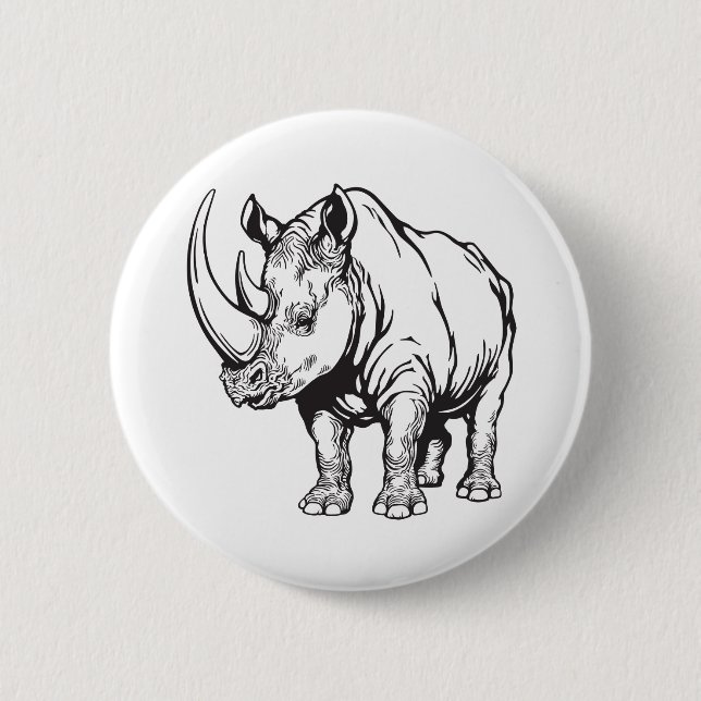 Badge Rond 5 Cm rhinocéros ou rhinocéros blancs. Afrique sauvage (Devant)