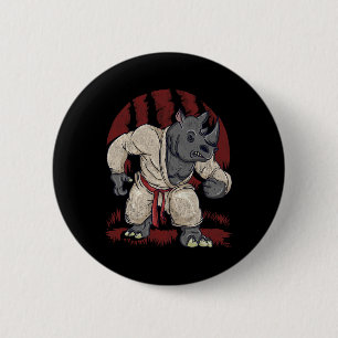Badge Rond 5 Cm Rhinoceros Rhino Artiste Arts Mixed martial art Ka