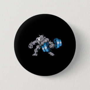 Badge Rond 5 Cm Rhinocéros soulevant des poids Bodybuilding Bête G
