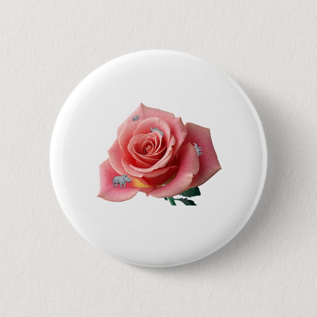 Badge Rond 5 Cm Rhinocerose (Devant)