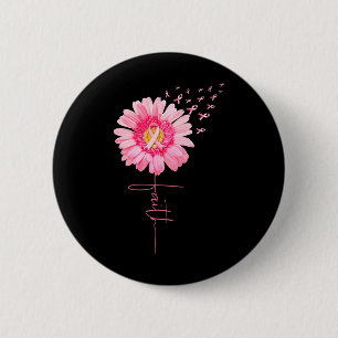 Badge Rond 5 Cm Ribbon Daisy Faith - Mois de sensibilisation au ca