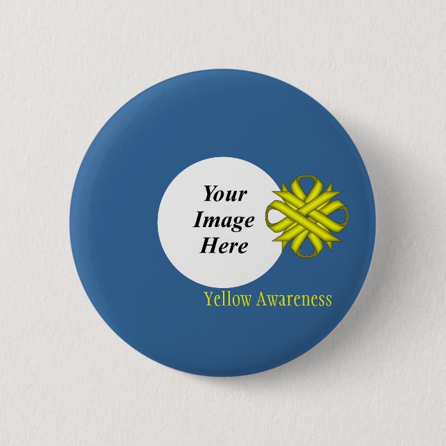 Badge Rond 5 Cm Ribbon de trèfle jaune par Kenneth Yoncich Modèle (Devant)