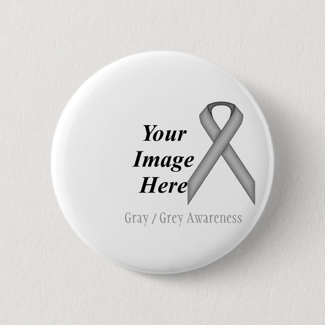 Badge Rond 5 Cm Ribbon gris/gris standard par Kenneth Yoncich (Devant)
