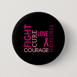 Badge Rond 5 Cm Ribbon rose Cancer du sein Lutte contre les surviv