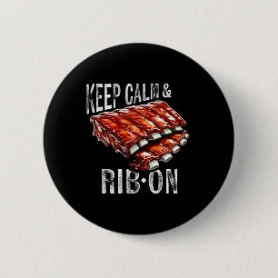 Badge Rond 5 Cm Ribs De Secours Garder Le Calme Et La Rib Sur Bbq 