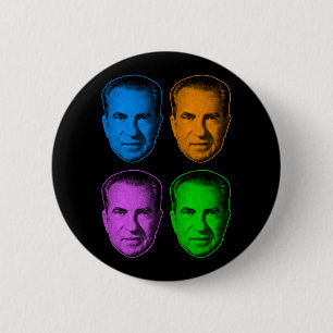 Badge Rond 5 Cm Richard Nixon en Couleurs Vives