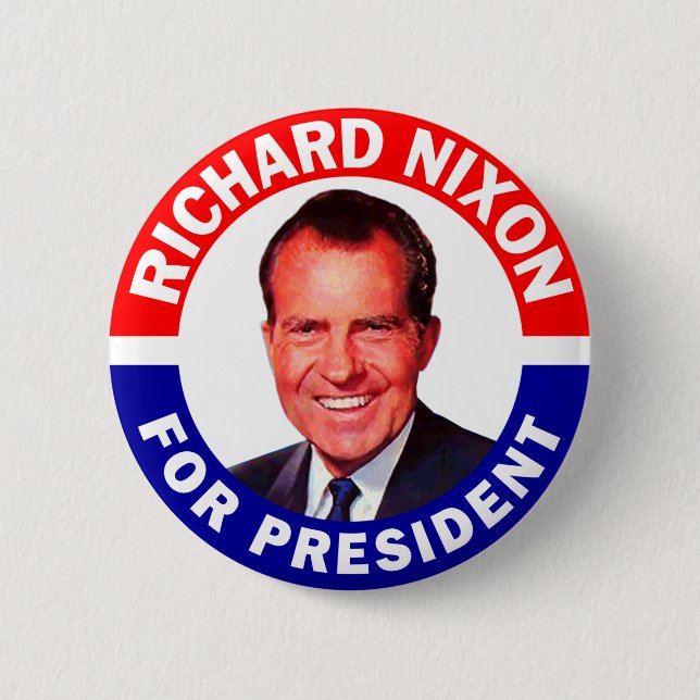 Badge Rond 5 Cm Richard Nixon, Président (Devant)