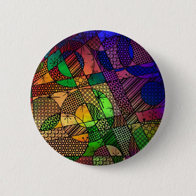 Badge Rond 5 Cm Riche couleur, texturé géométrique Abstrait (Devant)