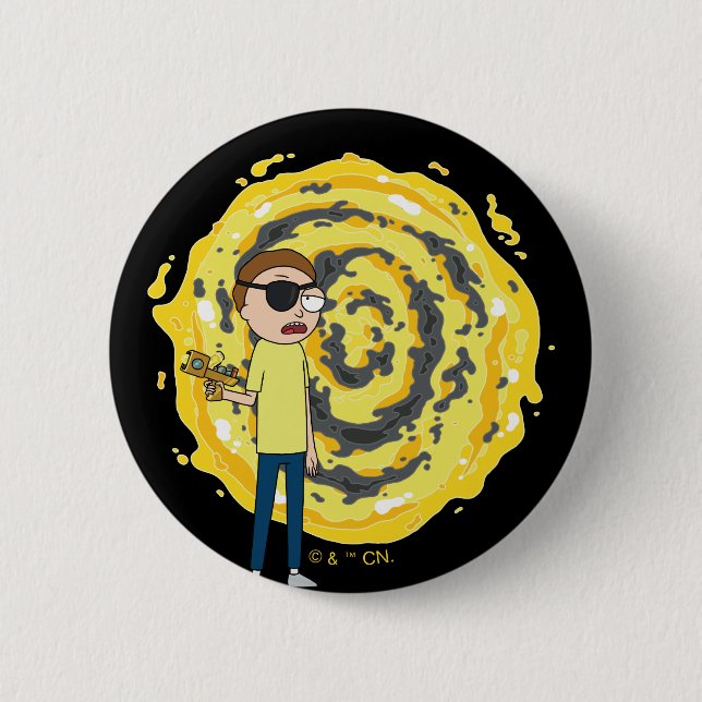 Badge Rond 5 Cm RICK ET MORTY™ | Portail d'Evil Morty (Devant)