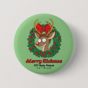 Badge Rond 5 Cm Rick et Morty   Reindeer Morty Merry Rickmas