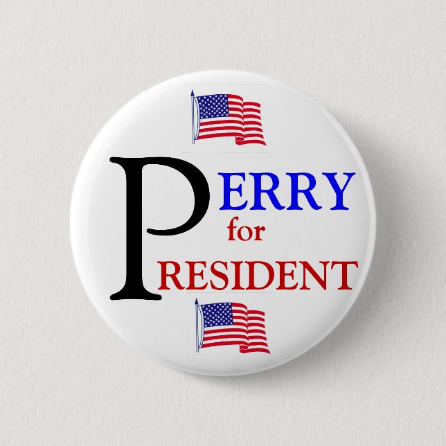 Badge Rond 5 Cm Rick Perry pour le président 2012 (Devant)