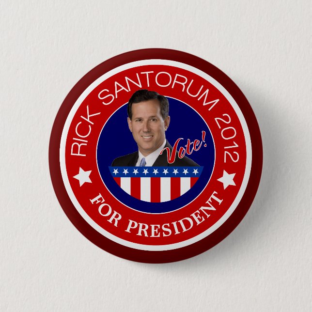 Badge Rond 5 Cm Rick Santorum 2012 (Devant)