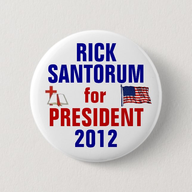 Badge Rond 5 Cm Rick Santorum 2012 (Devant)