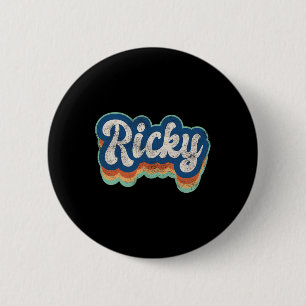 Badge Rond 5 Cm Ricky Prénom Garçon Style Vintage 70s 80s Persona