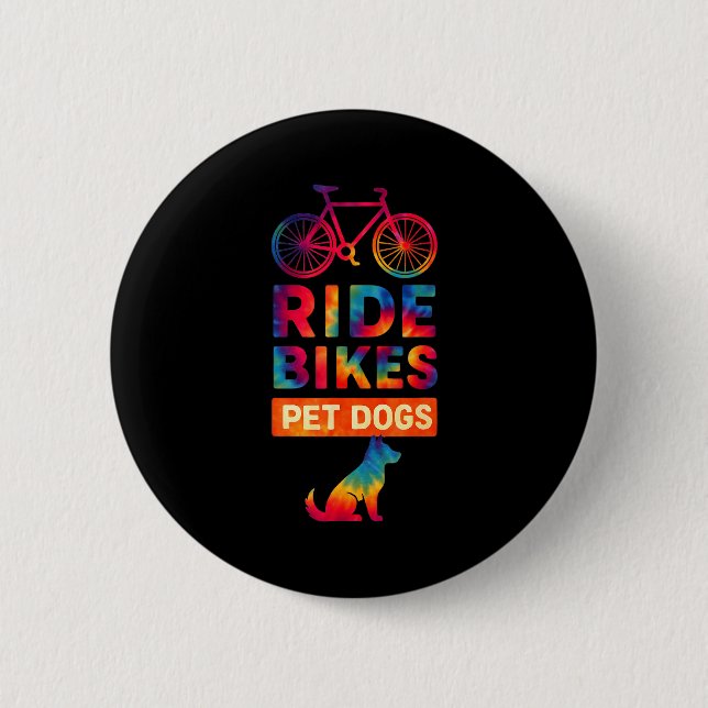 Badge Rond 5 Cm Ride Bikes Pet Dogs Bicycle Cycling Biking Dog Lov (Devant)