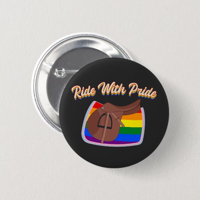 Badge Rond 5 Cm Ride With Pride - LGBTQ+ Anglais Saddle et Pad (Devant & derrière)