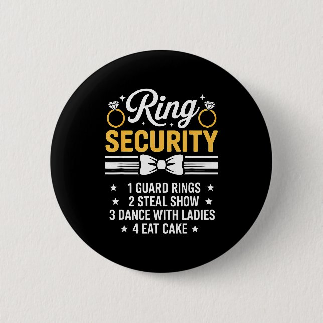 Badge Rond 5 Cm Ring Security Wedding Party Funny Ring Bearer  (Devant)