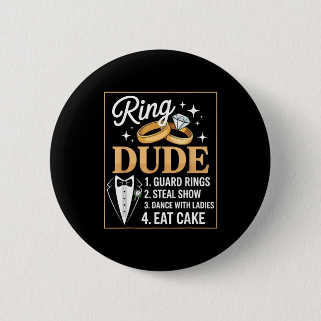 Badge Rond 5 Cm Ring Security Wedding Party Funny Ring Bearer  (Devant)