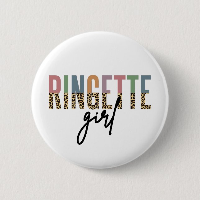 Badge Rond 5 Cm Ringette Girl Cheetah Imprimer | Lecteur Ringette (Devant)