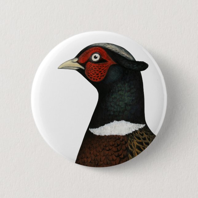 Badge Rond 5 Cm Ringneck Pheasant Head (Devant)