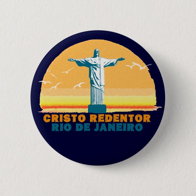 Badge Rond 5 Cm Rio - Corcovado - Jésus Christ Rédempteur (Devant)