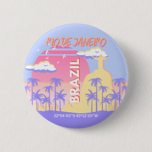 Badge Rond 5 Cm Rio de Janeiro Brésil Travel Art Blue Poster