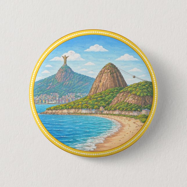 Badge Rond 5 Cm Rio de Janeiro du Brésil (Devant)