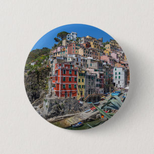Badge Rond 5 Cm Riomaggiore Cinque Terre Ligurie Italie