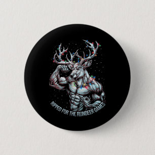 Badge Rond 5 Cm Ripped For The Games Drôle Christmas Gym Workout R