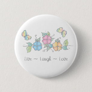 Badge Rond 5 Cm Rire en direct   Aquarelle florale papillon