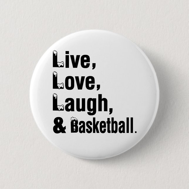 Badge Rond 5 Cm Rire et basket-ball vivants d'amour (Devant)