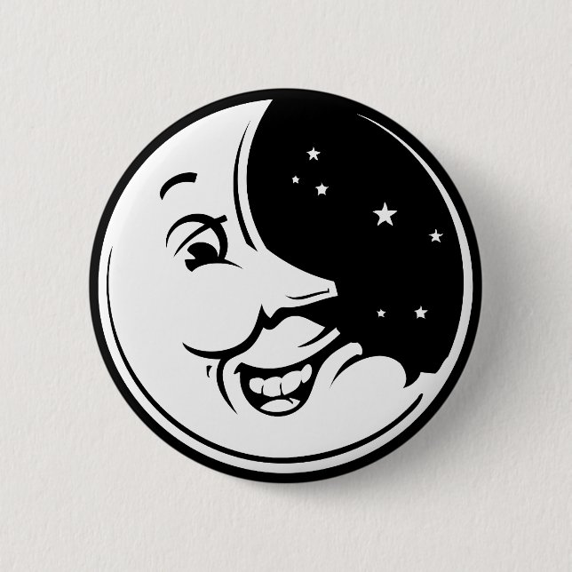 Badge Rond 5 Cm Rire étouffé de lune (Devant)
