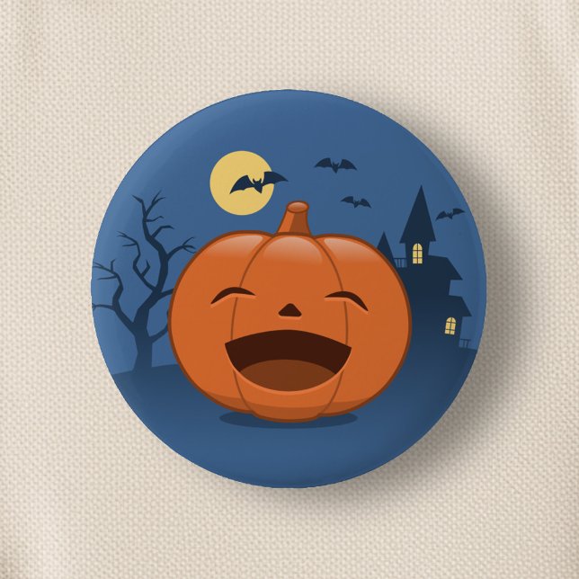 Badge Rond 5 Cm Rire le Citrouille d'Halloween (Créateur téléchargé)