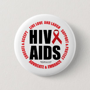 Badge Rond 5 Cm Rire vivant d'amour de HIV/SIDA