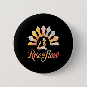 Badge Rond 5 Cm Rise And Flow Yoga Méditation au lever du soleil L