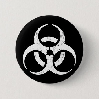 Badge Rond 5 Cm Risque biologique : Bouton Contagion Zombie