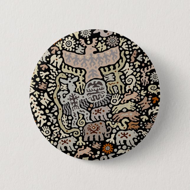 Badge Rond 5 Cm Rituel chamanique du Peyote (Devant)