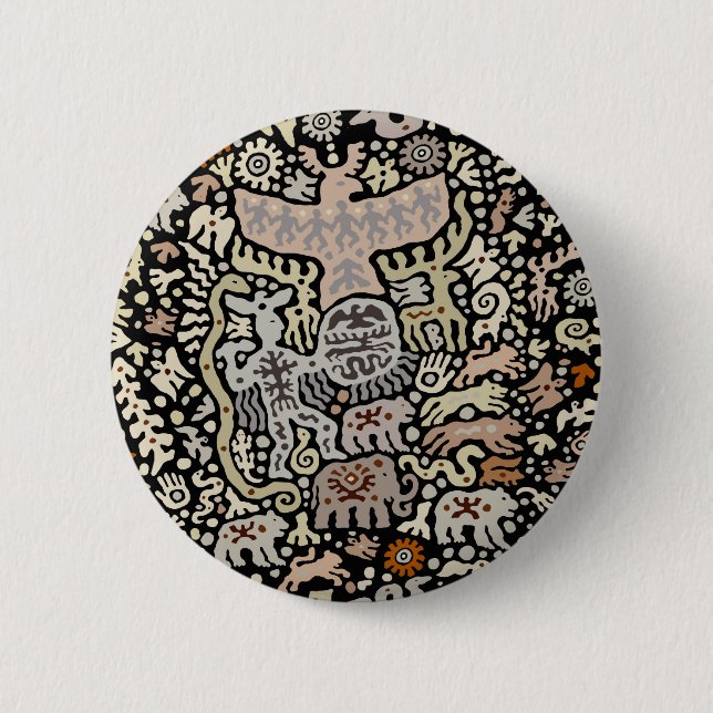 Badge Rond 5 Cm Rituel Shaman Peyote (Devant)