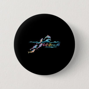 Badge Rond 5 Cm Rivages du Golfe Alabama Dauphin Coloré Amoureux d