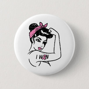 Badge Rond 5 Cm Riveteuse J'ai gagné Sensibilisation Survivante Ca
