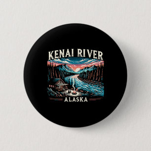 Badge Rond 5 Cm Rivière Kenai Alaska Ak pêche au saumon camping ra