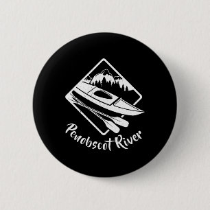 Badge Rond 5 Cm Rivière Penobscot Maine Kayak Canoë Rafting