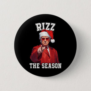 Badge Rond 5 Cm Rizz La Saison Drôle Trump Noël Père Noël Pajama