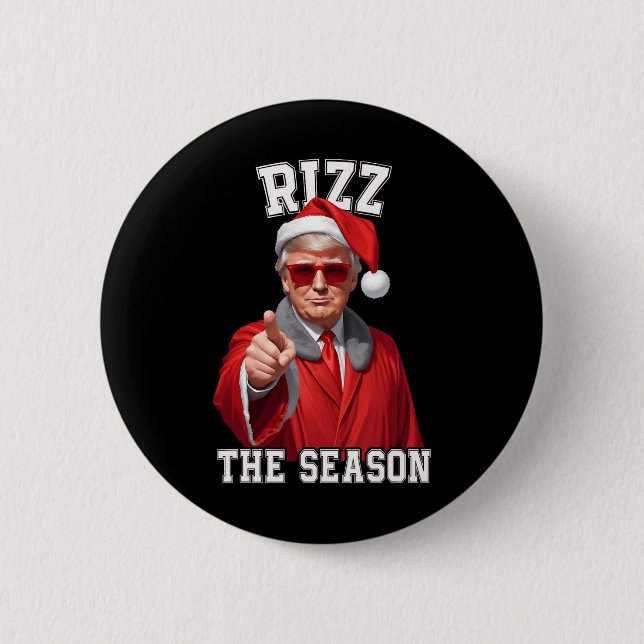 Badge Rond 5 Cm Rizz La Saison Funny Trump Noël Père Noël (Devant)