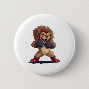 Badge Rond 5 Cm Roaring Fighter Regardez Avec Ce Lion En Boxe Glov