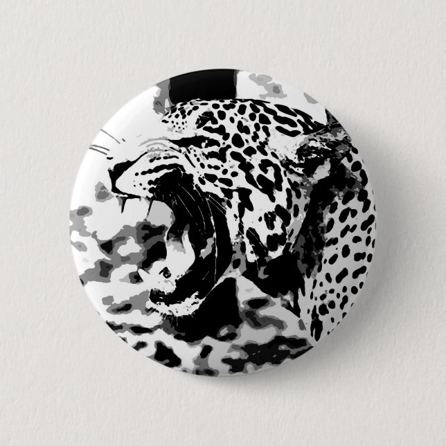 Badge Rond 5 Cm Roaring Jaguar (Devant)