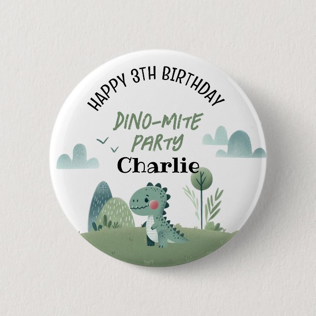 Badge Rond 5 Cm Roarsome Dino Birthday  (Devant)