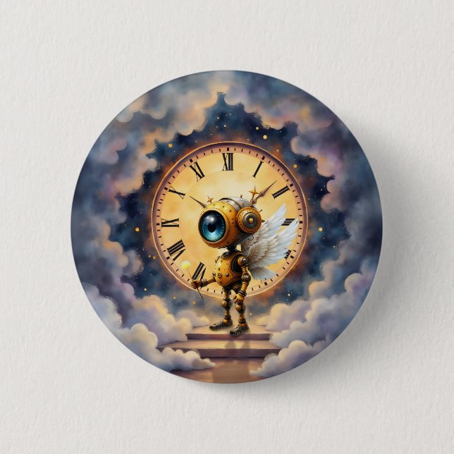 Badge Rond 5 Cm Robby le Gardien du Temps ailé (Devant)